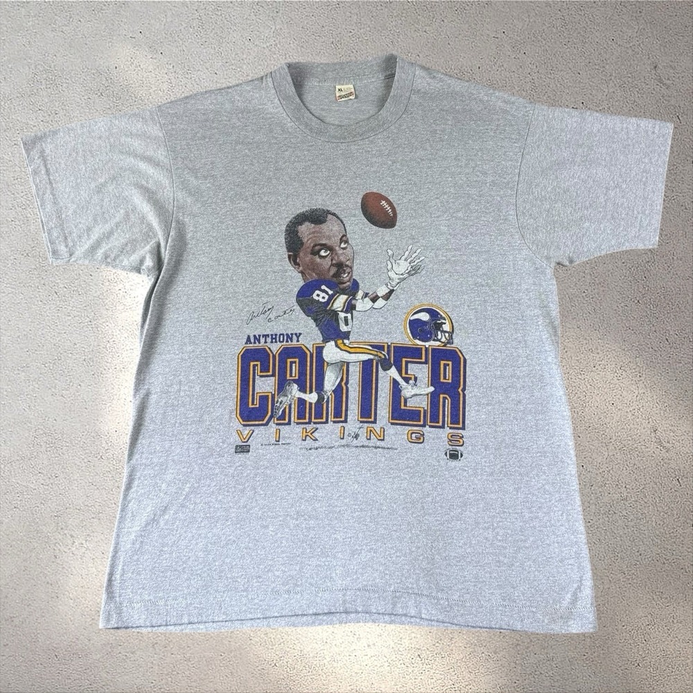 Vintage Minnesota Vikings Anthony‎ Carter Shirt XL Salem Big Head Caricature